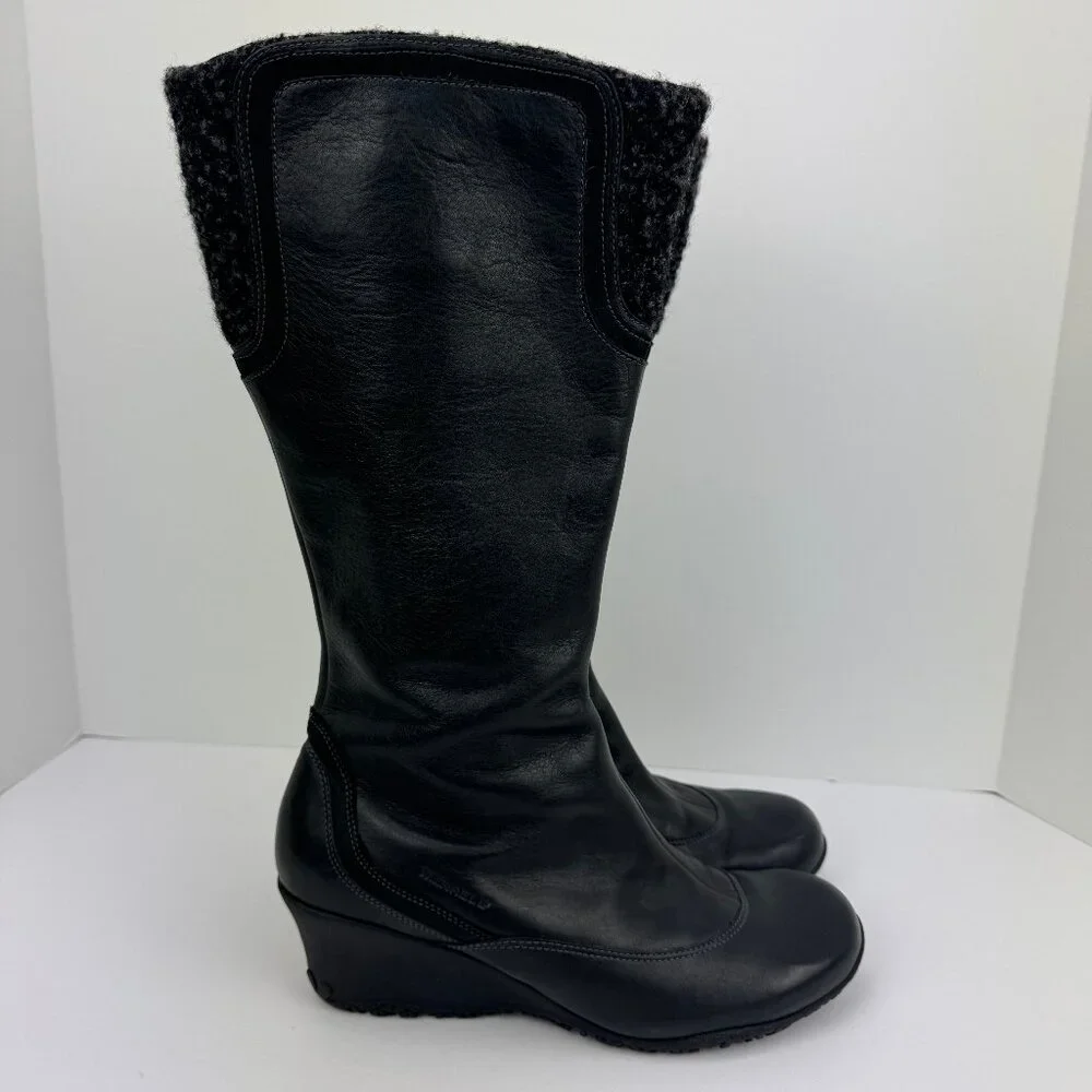 Merrell Larkspur Black Leather Wedge Tall Boots